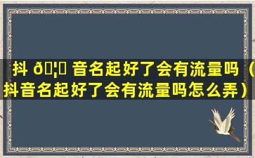 抖 🦈 音名起好了会有流量吗（抖音名起好了会有流量吗怎么弄）